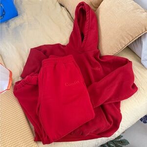 Comfrt Red Sweatpant and Hoodie Set